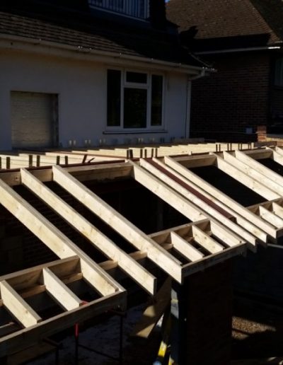 Extension roof wood work for skylights
