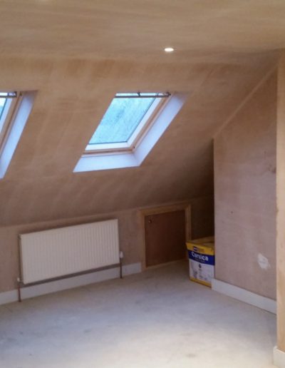 bedroom for loft conversion plastered